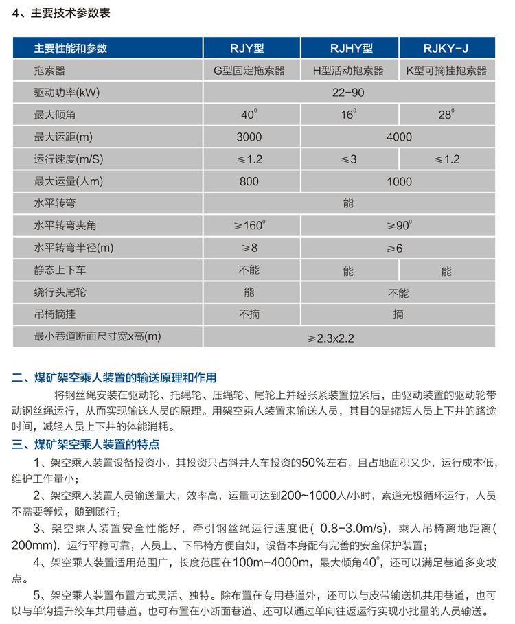 抱索器主要技术参数表